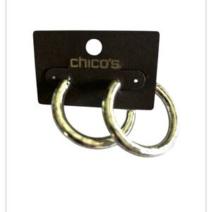 Chico's Silver Tone Distressed Hoop Earrings
